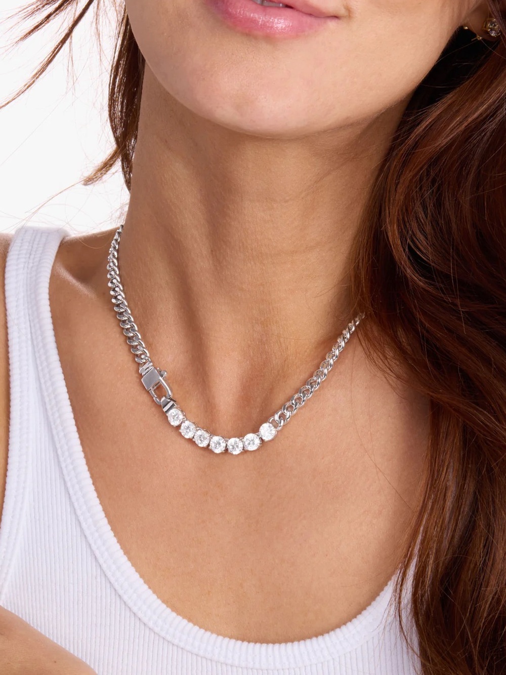 Melinda Maria Julian Loves Diamonds Necklace 6.8mm Cuban link. New. No tag.